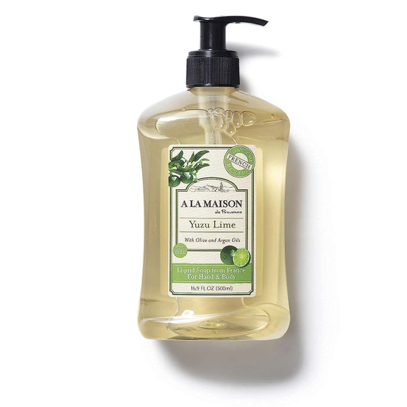 A LA MAISON Yuzu Lime Liquid Hand Soap - Triple French Milled Natural Moisturizing Soap (3 Pack, 16.9 oz Bottle)