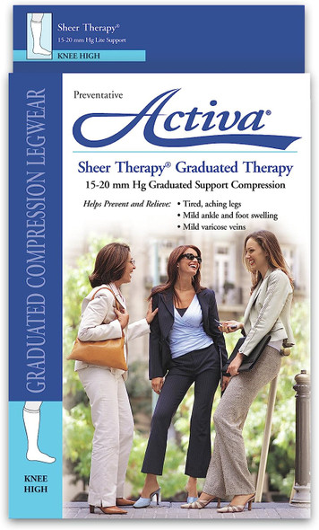 Activa Sheer Therapy 15-20 mmHg Knee High with Toe Size