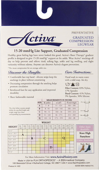 Activa Sheer Therapy 15-20 mmHg Thigh High Closed Toe Stockings with Lace Top, , Size C