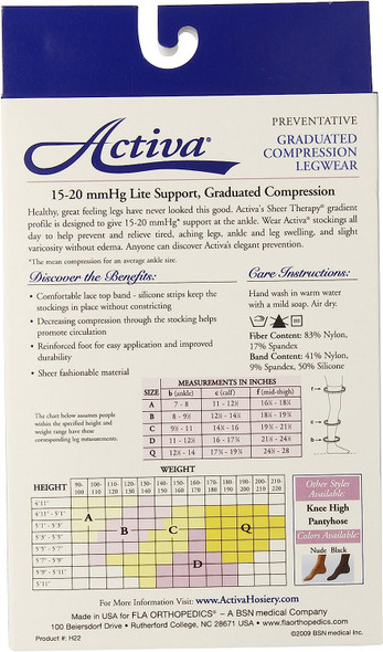 Activa Sheer Therapy 15-20 mmHg Thigh High Closed Toe with Lace Top Stockings, , Size A