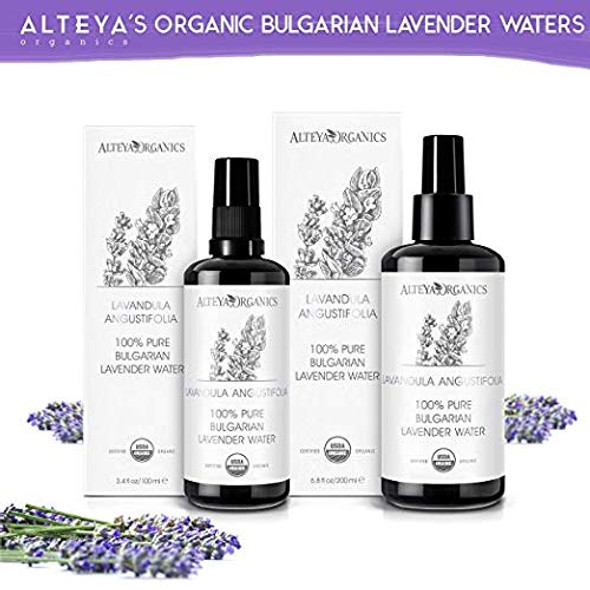 Alteya Organics Bulgarian Lavender Water Toner - Glass Bottle - 100ml, 3.4 fl.oz, USDA Organic, From Alteya's Distillery, Skin Care Grade, Special Thermal-Distilled