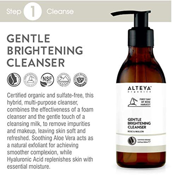 Alteya Organics Gentle Brightening Cleanser Certified Organic Skin Care 6.8 Fl Oz/200 mL Rose & Mullein Award-Winning Face Wash