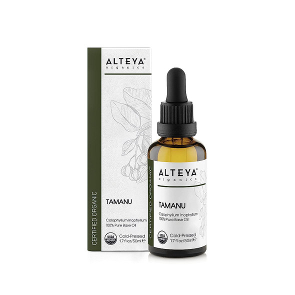 Alteya Organics Tamanu Seed Oil, Certified Organic Carrier Oil, 1.7 Fl Oz, Cold Pressed 100% Pure Calophyllum Inophyllum (Tamanu) Seed Base Oil