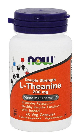 Now Foods Double Strength L-Theanine, 200mg, 60 Vegetarian Capsules