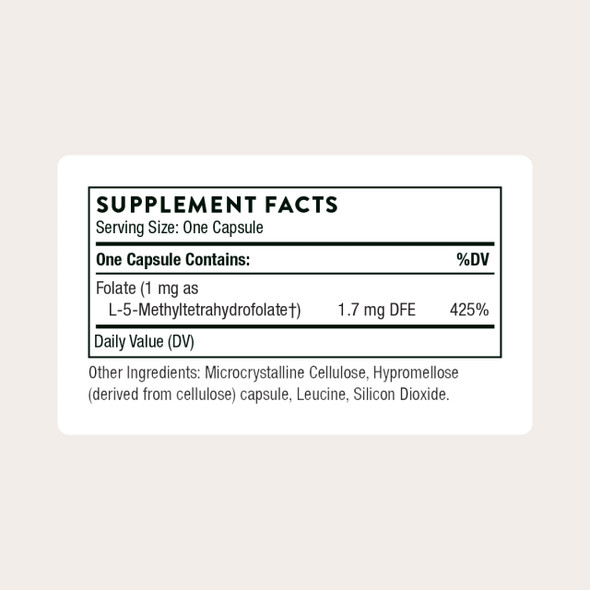 Thorne Research  5 1 Mg Folate  Active Vitamin B9 Folate Supplement  60 Capsules