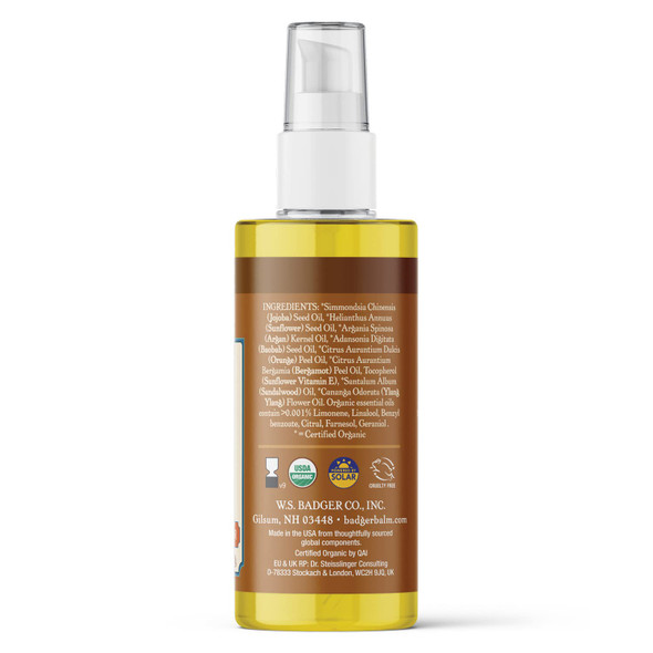 Badger - Argan Hair Oil w/ Jojoba & Baobab, Moroccan Argan Oil Treatment for Dry Damaged or Frizzy Hair, Leave-In Conditioner, Organic Strengthening Moisturizer. 2 fl oz