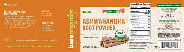BareOrganics Ashandha Root Powder, 8 Oz