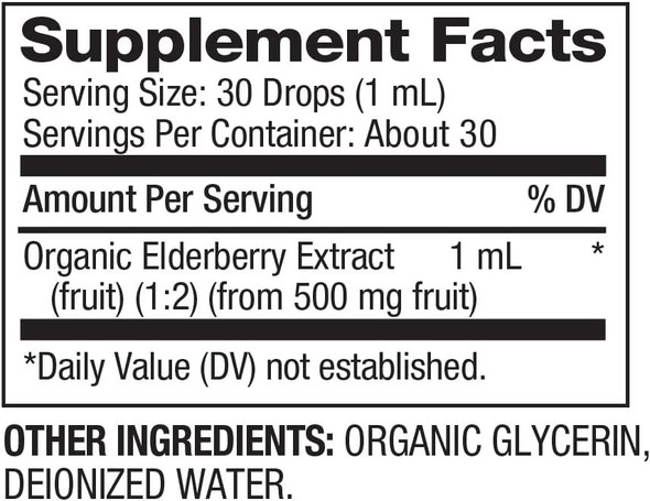 BareOrganics Elderberry Liquid Drops, Herbal Supplement, 1 Ounce (Pack of 2)