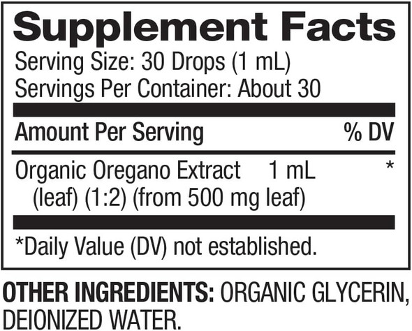 BareOrganics Oregano Leaf Liquid Drops, Herbal Supplement, Immunity Support Drops, 1 Ounce