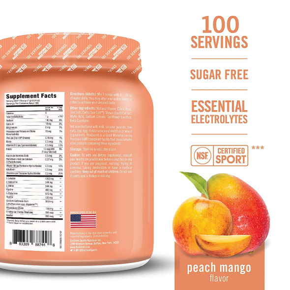 BioSteel Hydration Mix, Sugar-Free with Essential Electrolytes, Peach Mango, 100 Servings