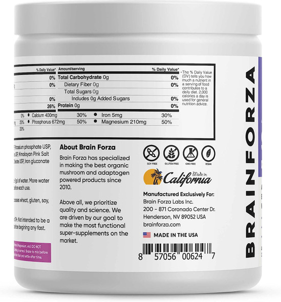 Brain Forza Super Fast Keto Electrolytes for Fasting - Premium Electrolytes, No Sugar or Flavoring w/ Potassium, Sodium, Magnesium, Calcium, Iron, Pink Himalayan Salt, (30srv, Unflavored)