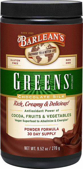 Barlean's Organic Oils Greens Chocolate Silk Powder