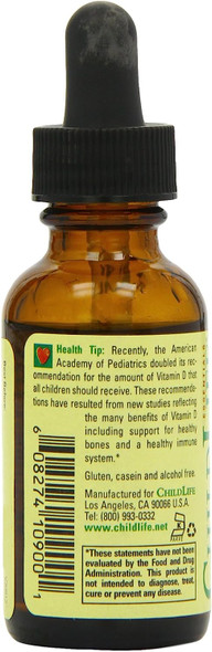 CHILDLIFE ESSENTIALS Child Life Vitamin D3, Berry Flavor, Glass Bottle, 1 Ounce (Pack of 3)