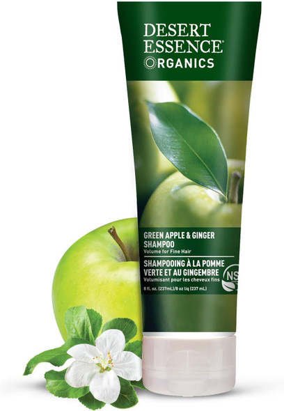 Desert Essence Green Apple & Ginger Shampoo & Conditioner Bundle - 8 Fl Ounce - Volume For Fine Hair - Natural - Deep Moisturizing - Antioxidants - Maca Root - Softer & Shinier - Smooth & Silky