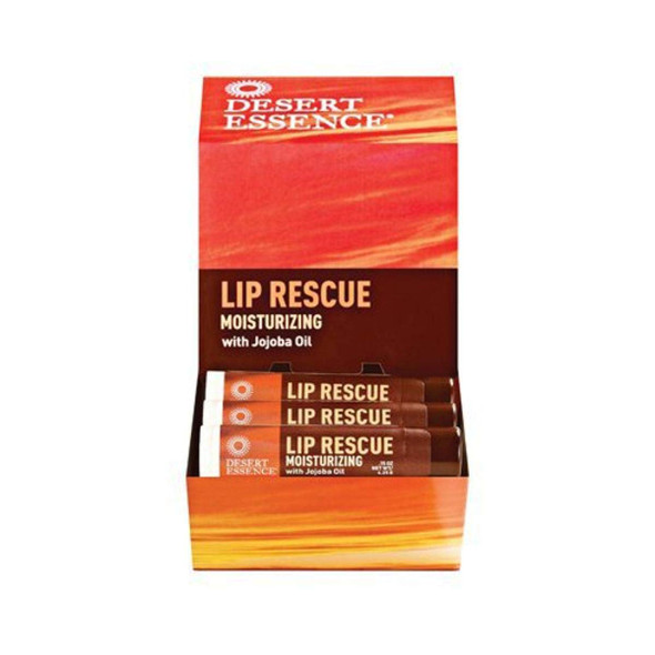 Desert Essence, Moisturizing Jojoba Lip Rescue 0.35 oz. - Gluten Free - Vegan - Cruelty Free - Jojoba Oil & Aloe - Protects & Softens Dry Cracked Lips
