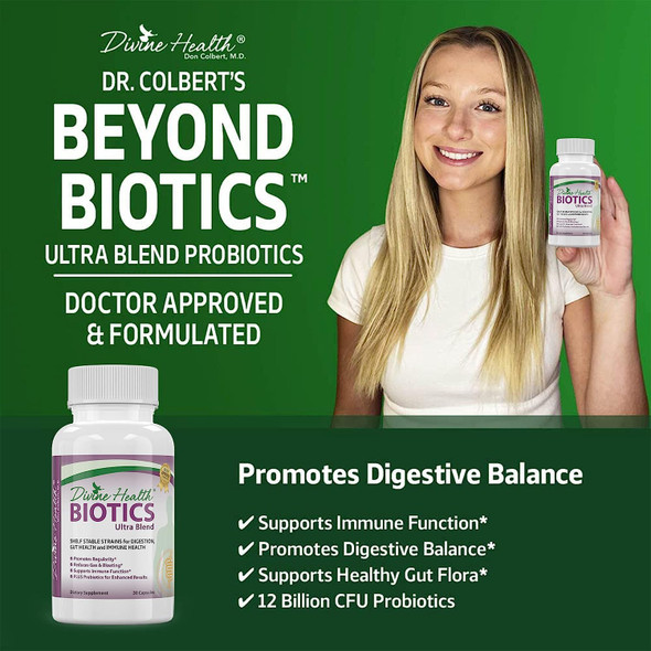 Divine Health's Beyond Biotics Ultra Blend Probiotics | 12 Billion CFU Probiotics | 30 Capsules | 30 Servings |