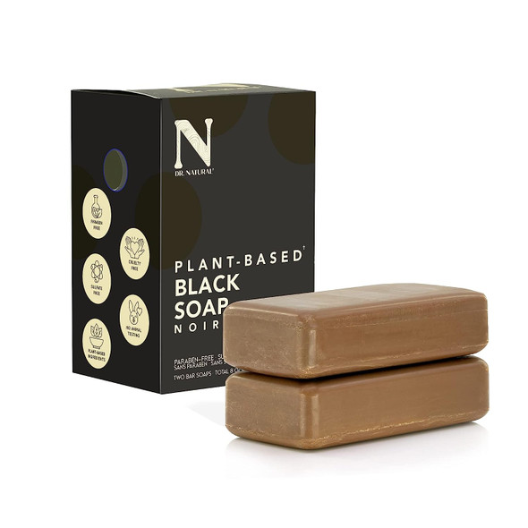 Dr. Natural, Pure Black Bar Soap, 4 ounce 8-Bars, Made From Coconut And Olive Oils Along With Certified Shea Butter. Cleanses And Exfoliates Skin. Use As A Body Wash, Facial Cleanser Or Hand Soap