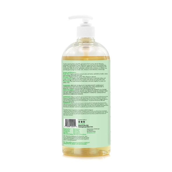 Dr. Natural, Pure Castile Liquid Soap, (Almond, Eucalyptus 32 Ounce 2-pack) Essential Oils, Ultra-moisturizing Body Wash, Shampoo, Facial Cleanser Or Hand Soap