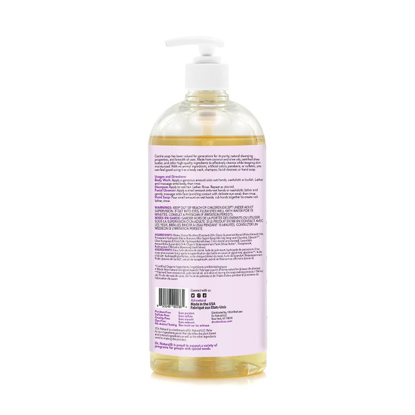 Dr. Natural, Pure Castile Liquid Soap, (Peppermint, Lavender 32 Ounce 2-pack) Essential Oils, Ultra-moisturizing Body Wash, Shampoo, Facial Cleanser Or Hand Soap