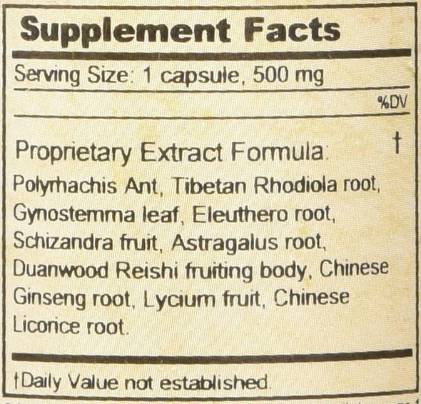 Dragon Herbs Adaptogen Energizer 500 mg 100 Veggie Capsules