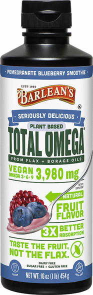 Barlean's Organic Oils Seriously Delicious™ Total Omega Vegan Pomegranate Blueberry Smoothie , 16.oz