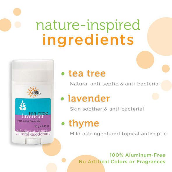 EARTH SCIENCE - Aluminum-Free Natural Lavender and Tea Tree Deodorant (2.45 oz.)