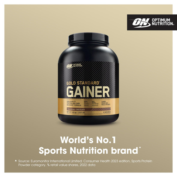 Optimum Nutrition ON Gold Standard Gainer, Mass Gainer Protein Powder for Muscle Gain and Recovery, Colossal Chocolate, 1.62 kg, 8 Servings