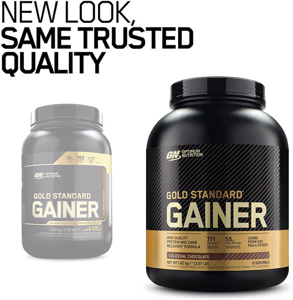 Optimum Nutrition ON Gold Standard Gainer, Mass Gainer Protein Powder for Muscle Gain and Recovery, Colossal Chocolate, 1.62 kg, 8 Servings