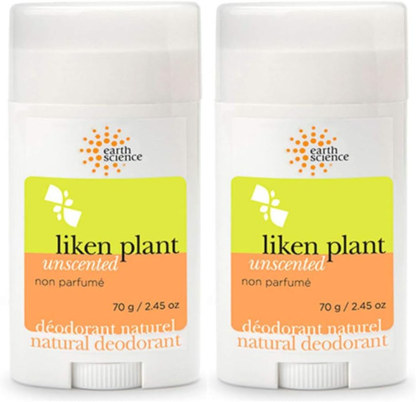Earth Science Liken Plant Deodorant, Unscented - 2.5 oz - 2 pk
