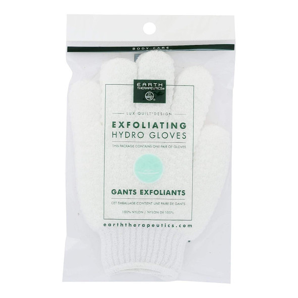 Earth Therapeutics Exfoliating Hydro Gloves White - 1 Pair