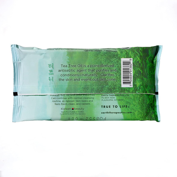 Earth Therapeutics Makeup Remover Wipes - Tea Tree (30 Wipes)