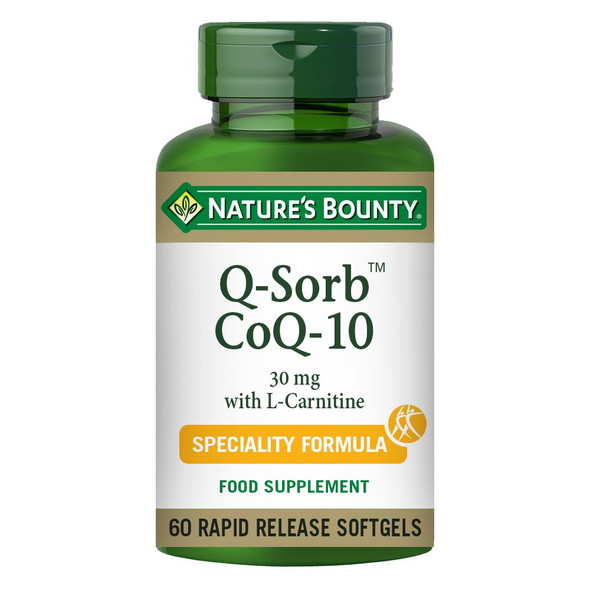 Nature's Bounty Q-Sorb 30mg CoQ-10 with L-Carnitine Softgels - Pack of 60