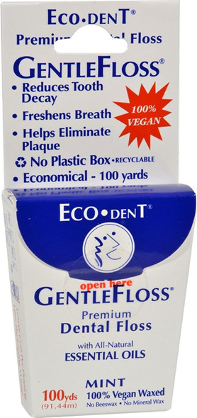 Eco-Dent GentleFloss Premium Dental Floss Mint - 100 Yards - Case of 6