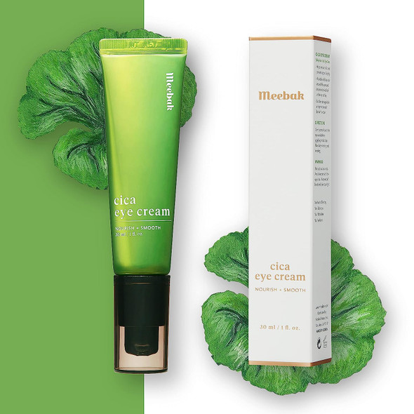 Meebak Cica Eye Cream for Dark Circles and Puffiness, Anti Aging, Wrinkles, Korean 1 fl oz