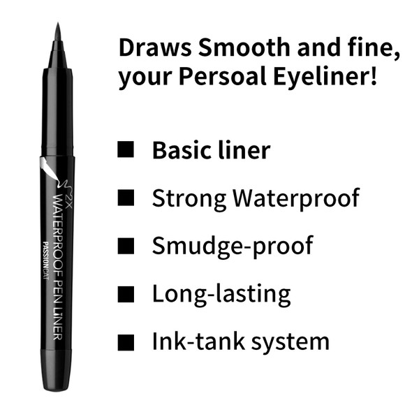 PASSIONCAT Classic liner for beginners | Ultra Slim Ink Liner, Waterproof Liquid Liner, Easy to Draw, Long Lasting 2X WaterProof Pen Liner No.1 Black (1.0g)