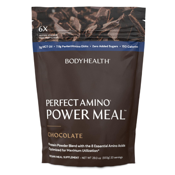 BodyHealth PerfectAmino Power Meal Shake New Dark Chocolate Flavor with MCT Oil Carb 10 and Perfect Amino Protein Base (20 Servings)