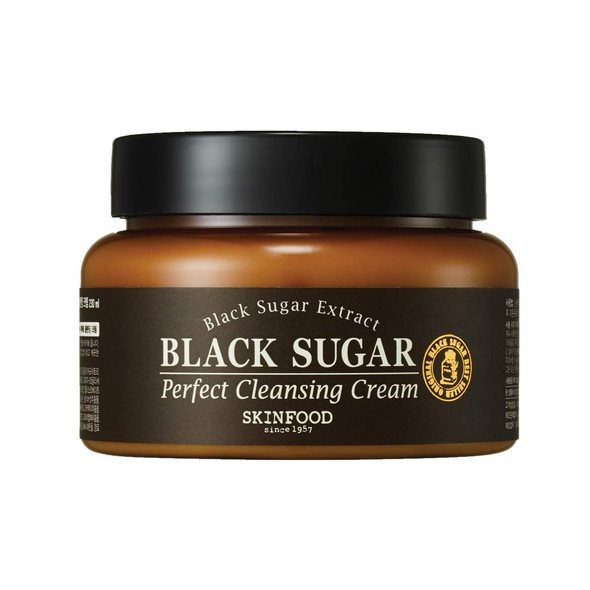 SKINFOOD Black Sugar Perfect Cleansing Cream for Face 230ml - Oil Texture Deep Makeup Cleansing - Massage Cream for Smooth and Clear Body Skin - Safe For Men and Women (7.78 oz)