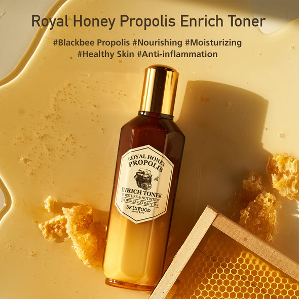 SKINFOOD Royal Honey Propolis Enrich Toner 160ml, Facial Toner with Honey Extracts for Skin Nurture and Hydration, Anti-Aging Facial Toner for Strengthening Skin Moisture Barrier