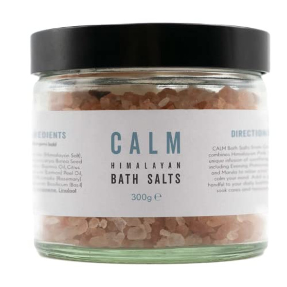 Grass & Co. CALM 300g Himalayan Bath Salts in Glass Jar with Lemon Rosemary and Basil