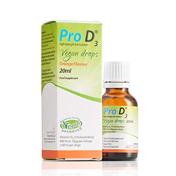 Pro D3 Vegan Drops (Vitamin D3-400 IU per 4 Drops) 20ml