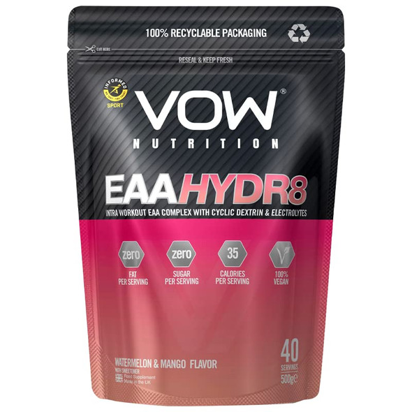 Vow EAA Hydr8 - Essential Amino  Electrolytes BCAAs Cyclic Dextrin Intra Workout Drink Informed Sports (Watermelon and Mango)