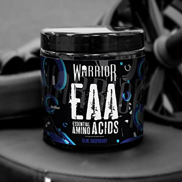 Warrior EAA - Essential Amino Acids - 360g - Provides Exceptional Support for Recovery & Muscle Soreness - Formula Cyclic Dextrin Taurine and More (Blue Raspberry)