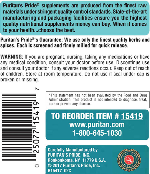 Puritan's Pride Turmeric Curcumin 500 mg-180 Capsules