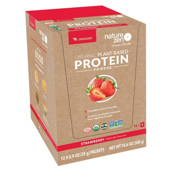 Organic Plant Protein Strawberry 12 Packets By Nature Zen