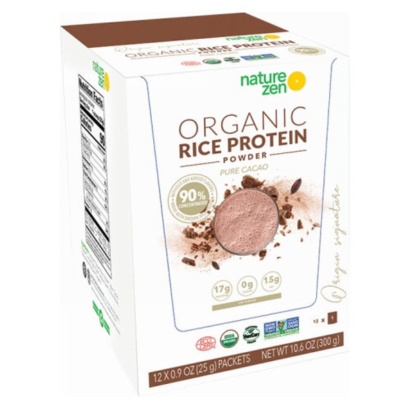 Organic Rice Protein Pure Cacao 12 Packets By Nature Zen