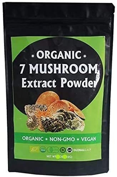 7 Mix Mushroom Extract Powder 100g Certified Organic Ganoderma Reishi, Chaga, Cordyceps, Lion's Mane, Morel, Maitake, Shiitake Mushroom