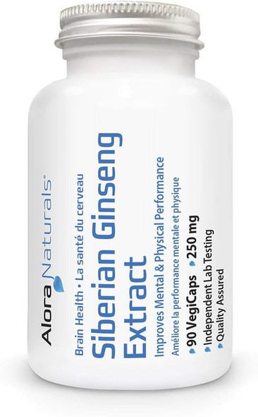 Alora Naturals - Siberian Ginseng Extract 250 mg - helps the body cope with long-term stress and restores balance. It is helpful for mental fatigue, enhances the adrenal function and strengthens the immune system - 90 Vegetarian Capsules