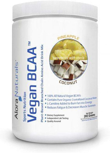 Alora Naturals - Vegan BCAAs - Plant Based Branched Chain Amino Acids Drink Mix, 100% all natural with no artificial flavors or sweeteners (Pineapple Coconut, 285 g)