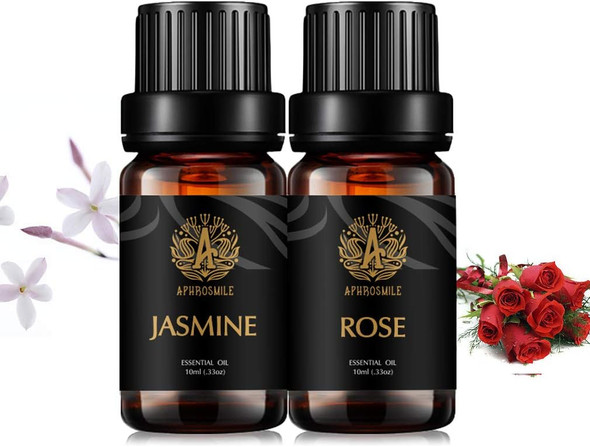 Aphrosmile Jasmine Rose Essential Oil - 100% Pure Jasmine Rose Oil, Organic Therapeutic-Grade Aromatherapy Essential Oil 10mL/0.33oz