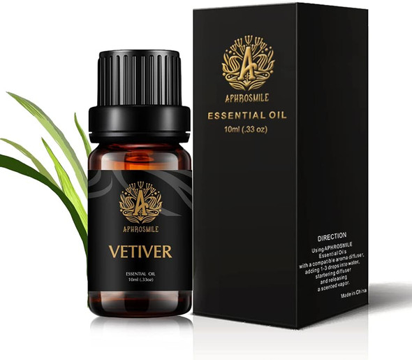Aromatherapy Essential Oils, Vetiver Aromatherapy Essential Oils (0.33 oz - 10ml), 100% Pure Essential Oils Vetiver Scent for Diffuser, Humidifier, Massage, Aromatherapy, Skin & Hair Care